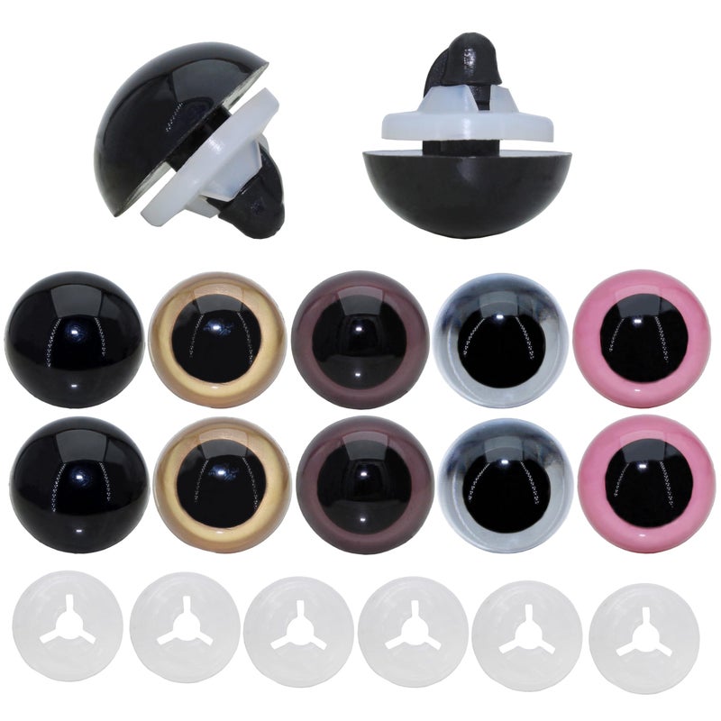 ARTCXC 1Box(20Pcs) 24MM Large Colorful Plastic Safety Eyes Craft Eyes with Sturdy Washers for Doll, Puppet, Plush Animal DIY Making - Image 1